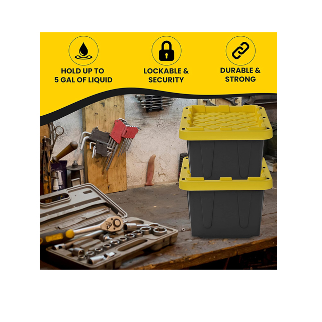 Boîte de rangement de 5 gallons, fourre-tout, boîte de rangement robuste