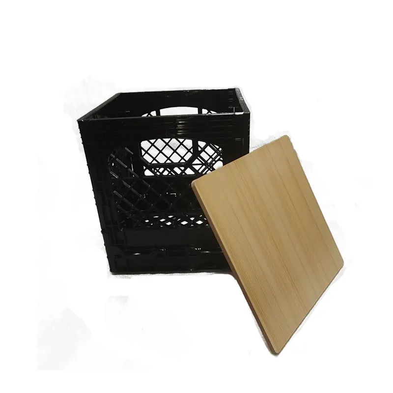 Caisse de lait de caisse de stockage se pliante en plastique carrée de 16 litres avec le couvercle en bois