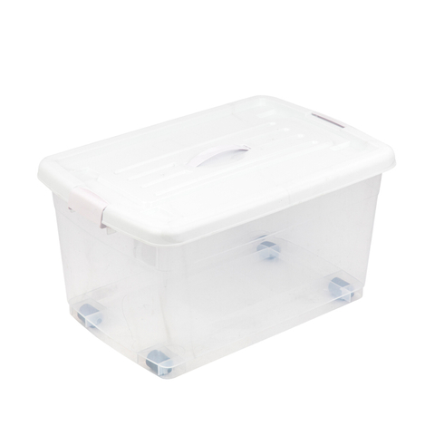 Boîte fourre-tout stable de qualité de récipient de stockage en plastique résistant transparent de 17 gallons avec le couvercle