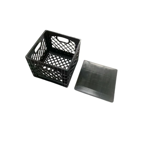 Caisse de lait dépliante en plastique carrée empilable de 16 pintes avec couvercle