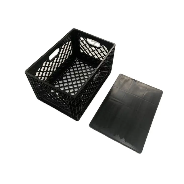 Caisse à lait dépliable rectangulaire robuste de 24 QT (6 gallons) empilable avec couvercle
